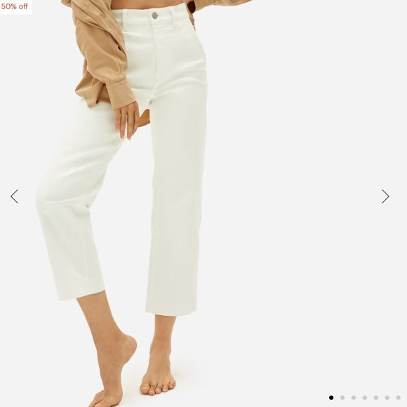 NWT Everlane The Straight-Leg Crop in White and sandstone - Picture 2 of 2